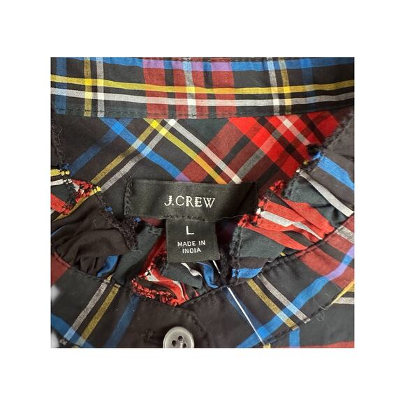 NEW J.Crew Classic Fit Ruffle Popover in Black Stewart Tartan Size Large NWT - Picture 4 of 9